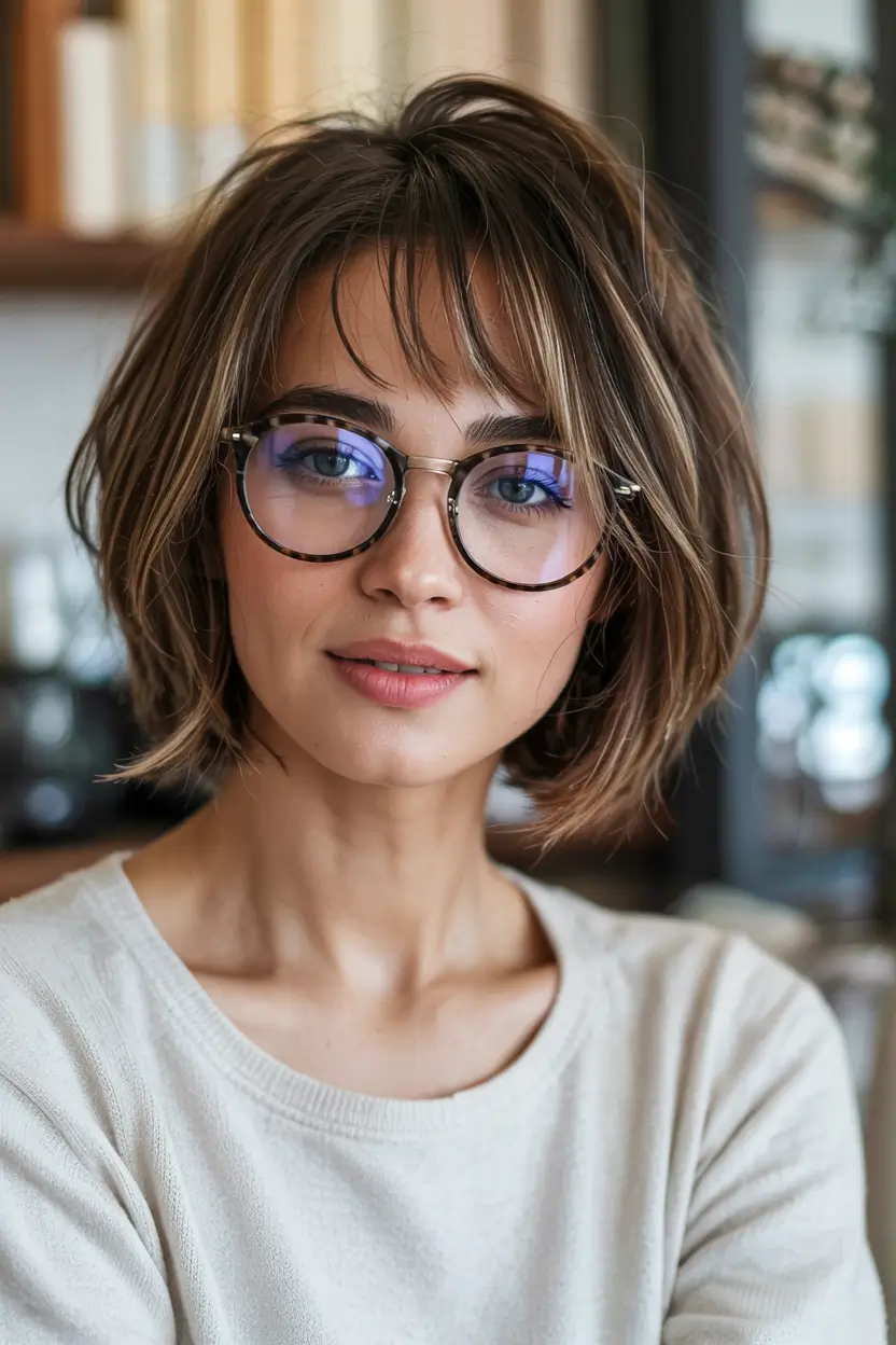 Chic bob with bangs and glasses