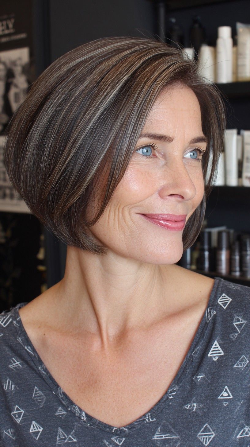 Classic bob with silver strands for sophistication