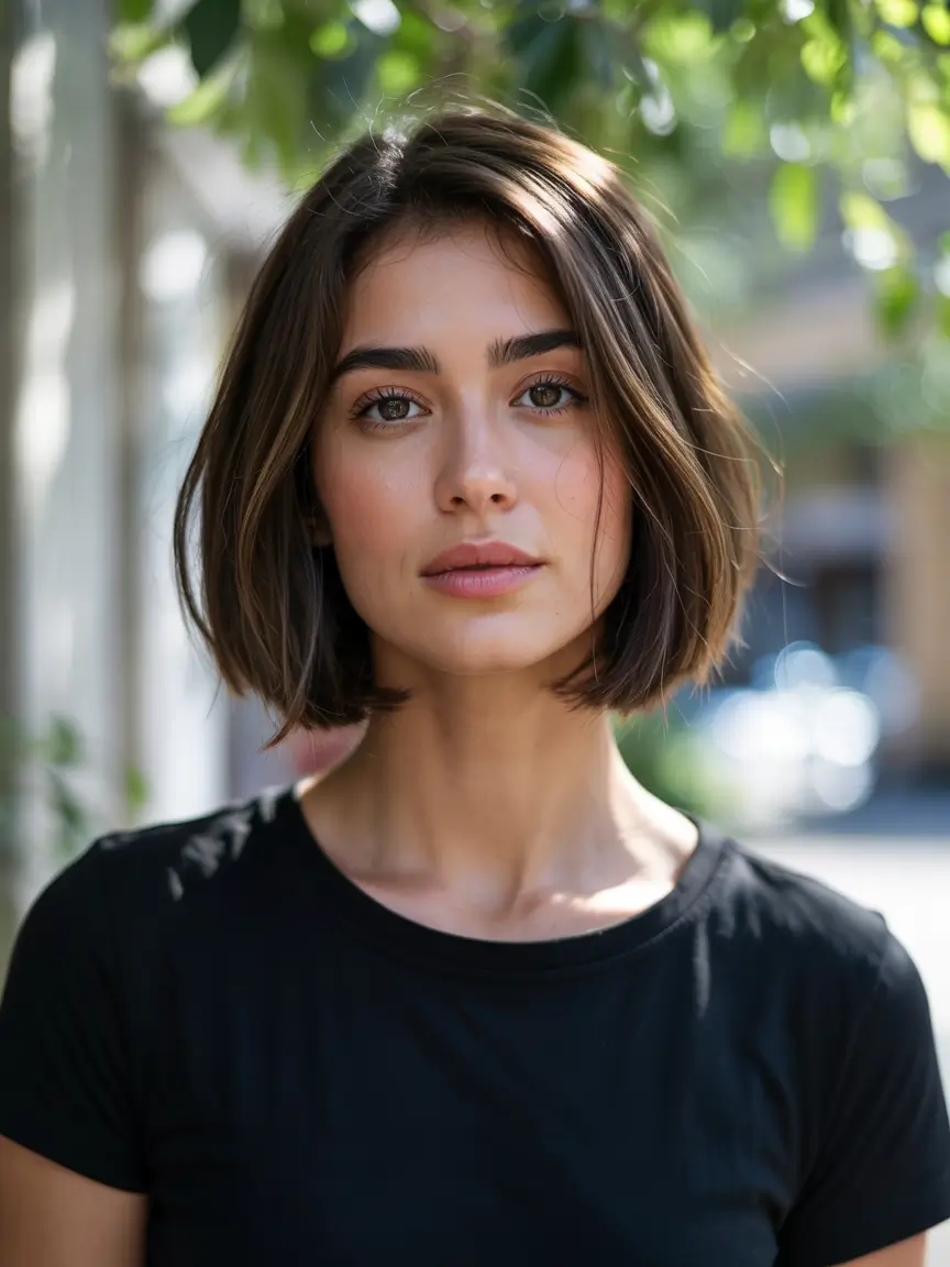 Natural bob with soft layers for relaxed elegance