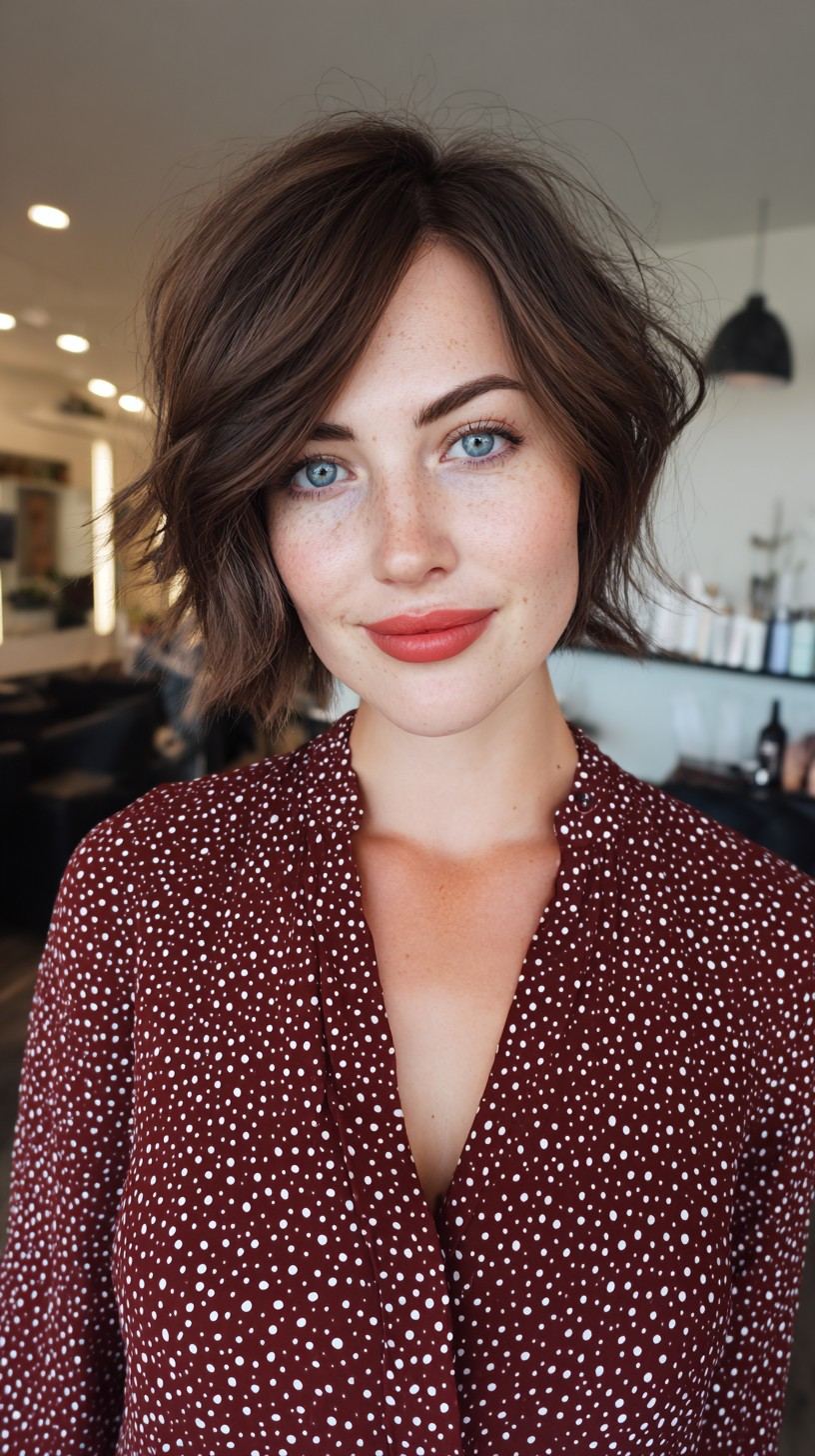 Textured bob with loose waves for a relaxed look