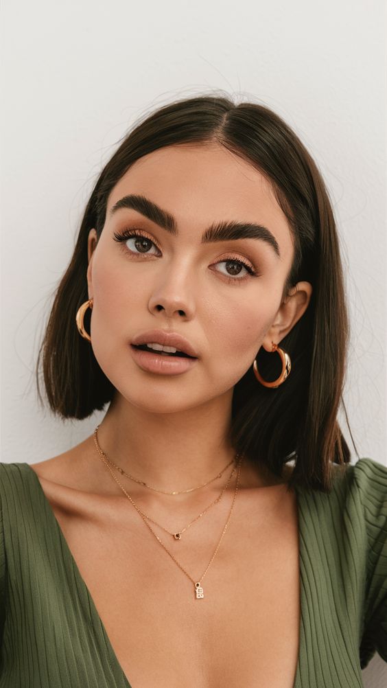 Sleek bob with center part for minimalist style