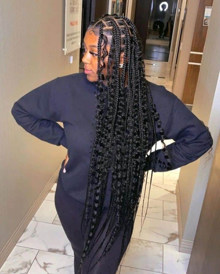 Ultra-long box braids with added volume