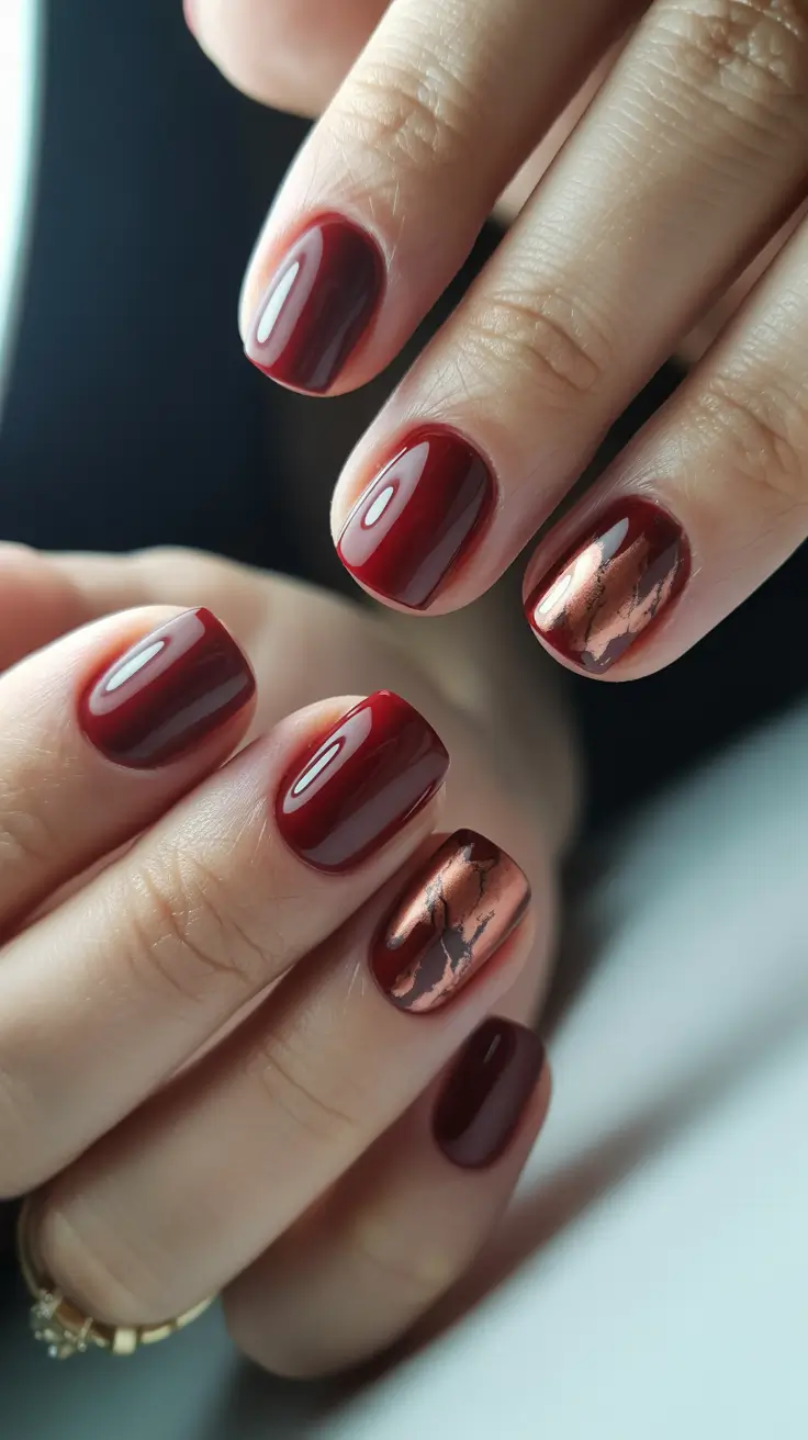 Burgundy Nails inspiration look 1