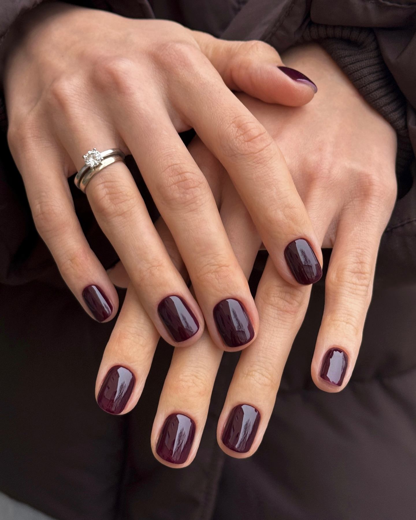 Deep burgundy nails, classic and timeless manicure