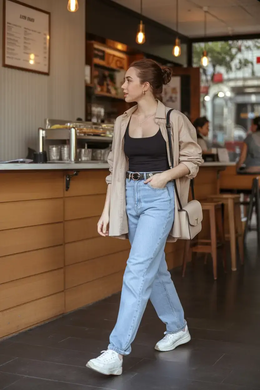 Casual shirt with jeans and sneakers