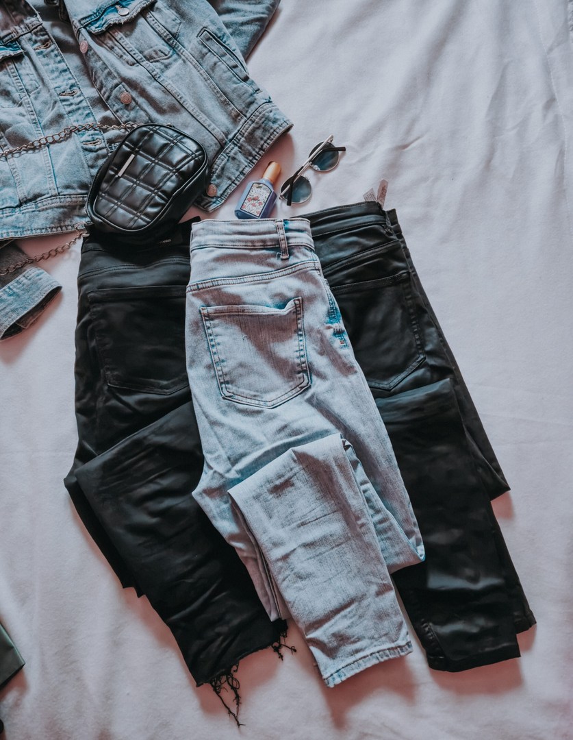 Denim jacket with jeans and accessories