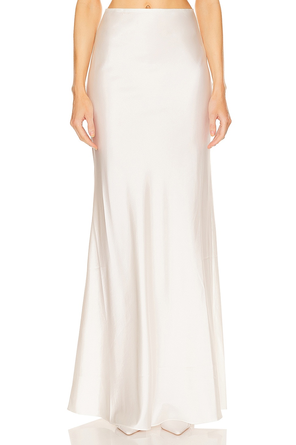 White satin maxi skirt