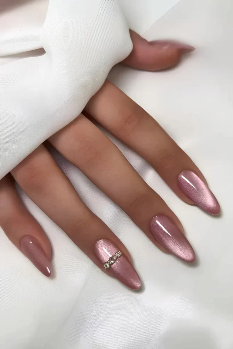 Pink rhinestone nails, Pinterest nail design