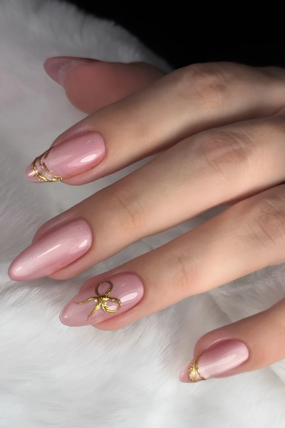 Pink nails with bow accents, Pinterest nail art