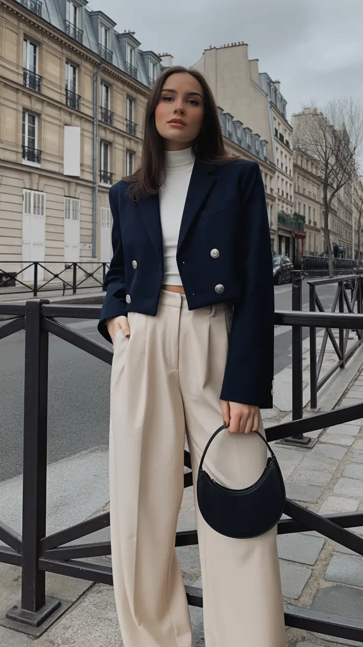 Cropped blazer and wide-leg trousers