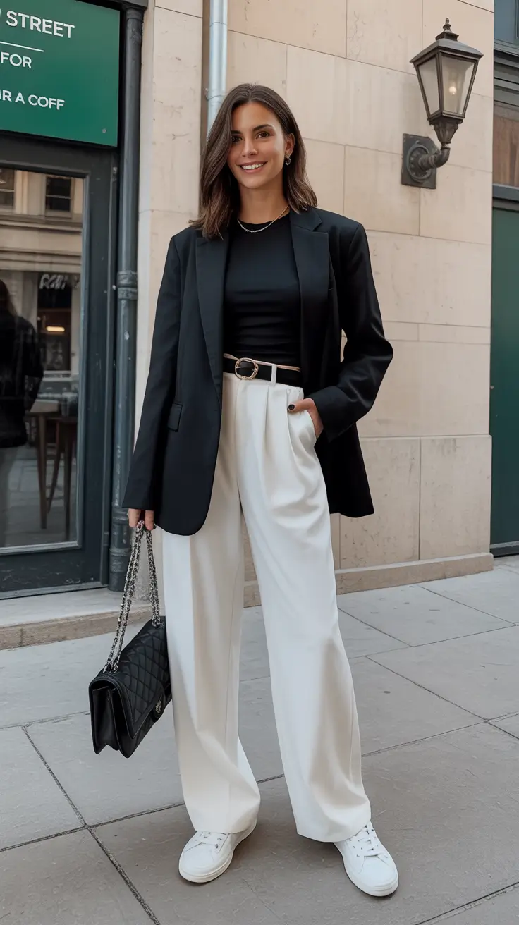 Classic blazer with wide-leg trousers