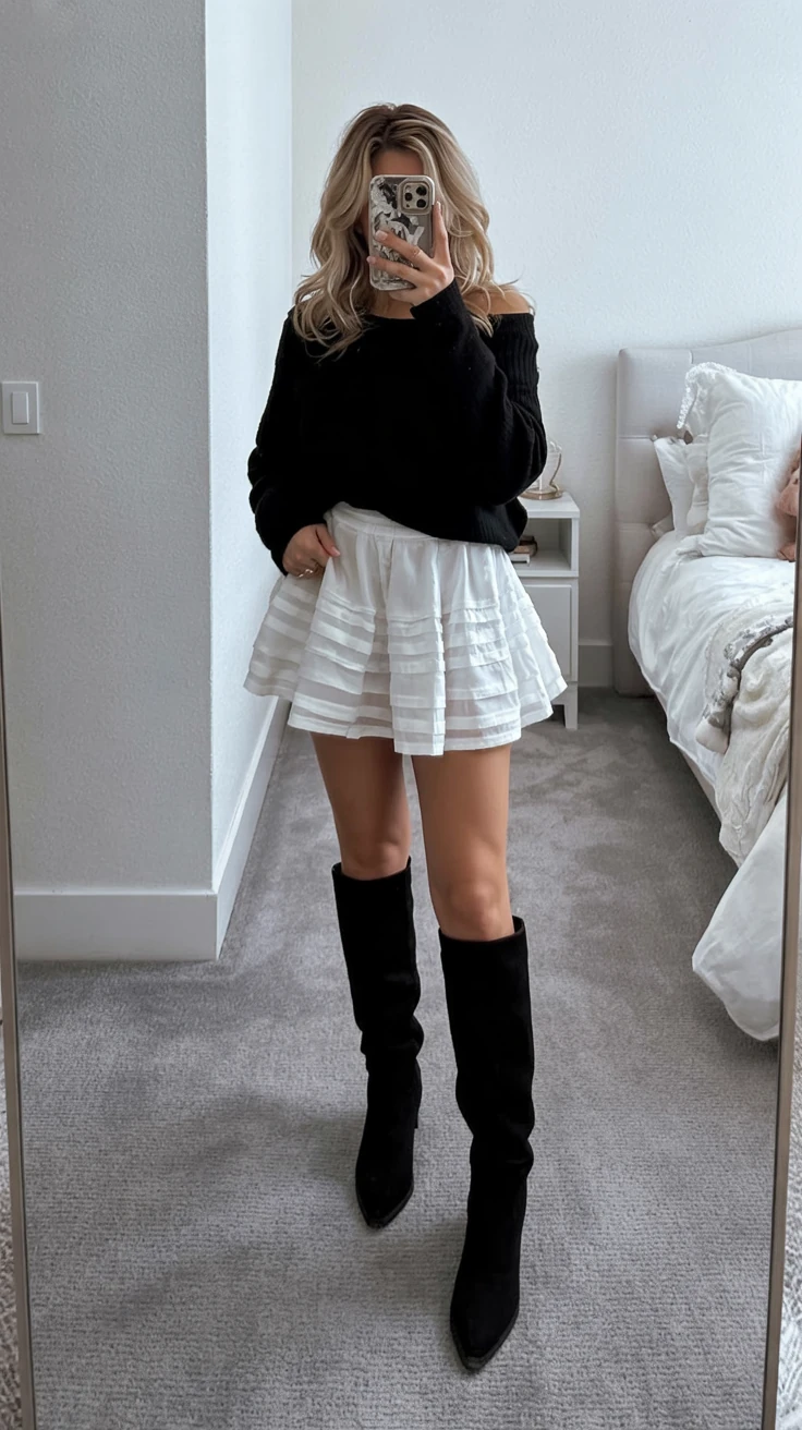 Layered knit with flirty skirt