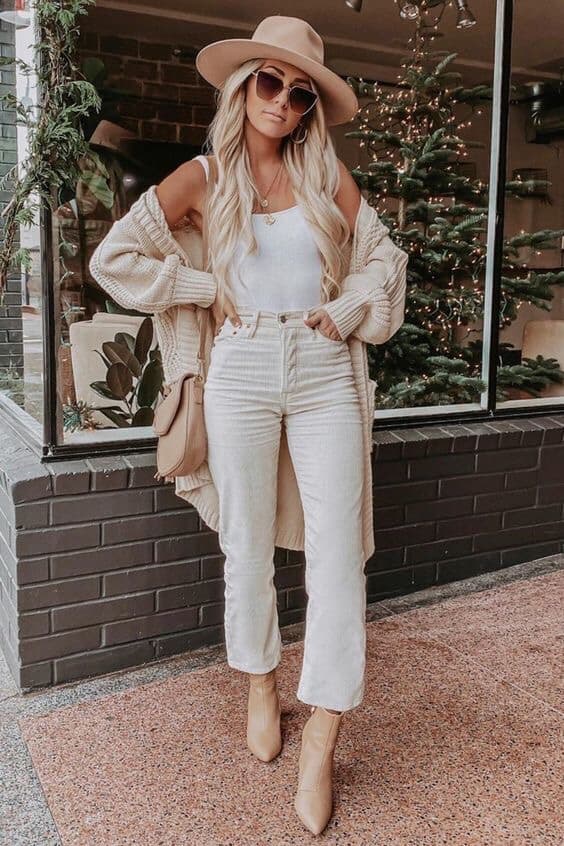 Cardigan with jeans and ankle boots