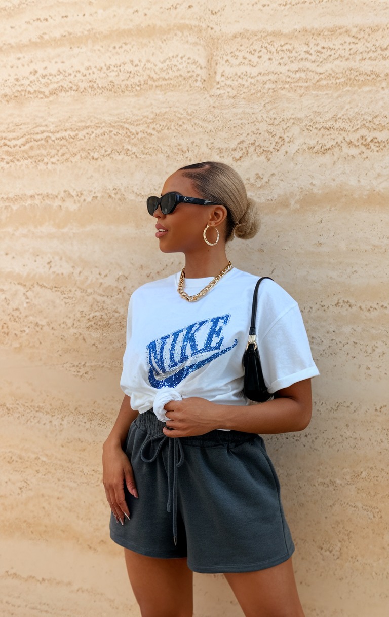Graphic tee with drawstring shorts