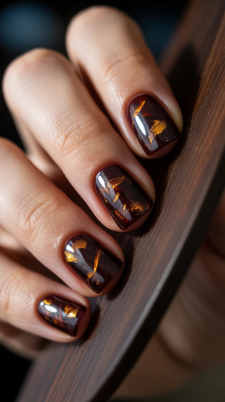Tortoiseshell nails, autumn sophistication.