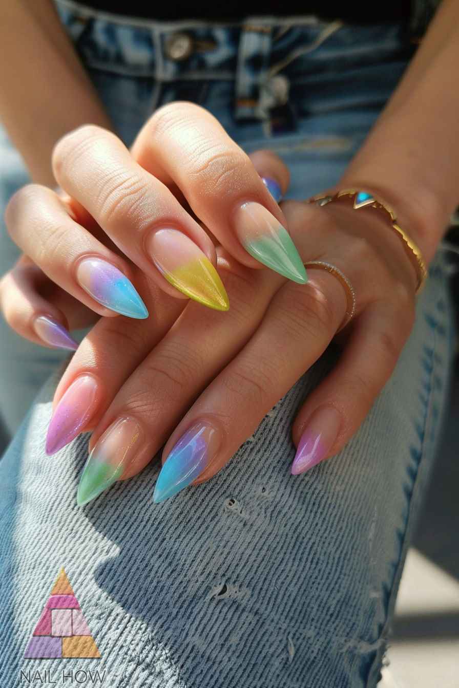 Pastel ombre stiletto nails, Pinterest interest gradient nails