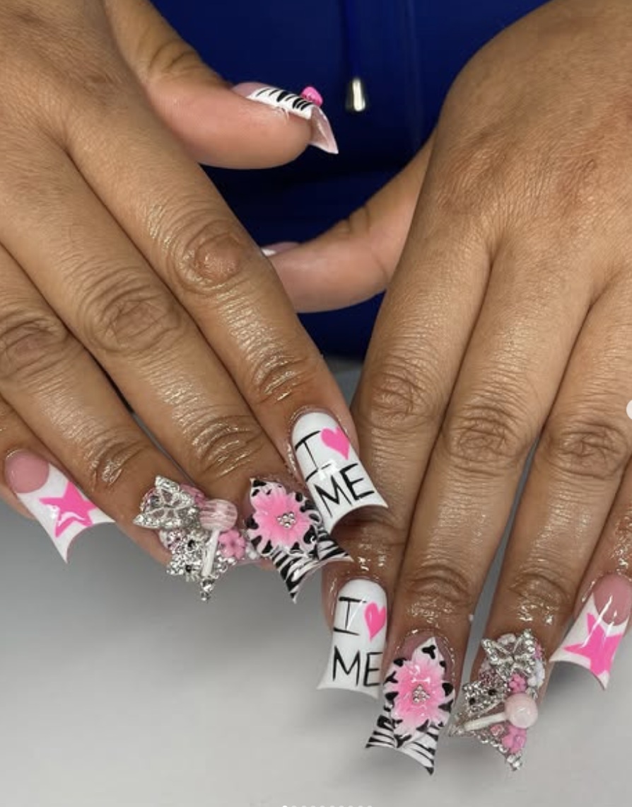 Bold graphic and embellished duck nails