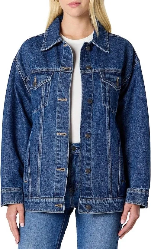Classic blue denim jacket with structured fit