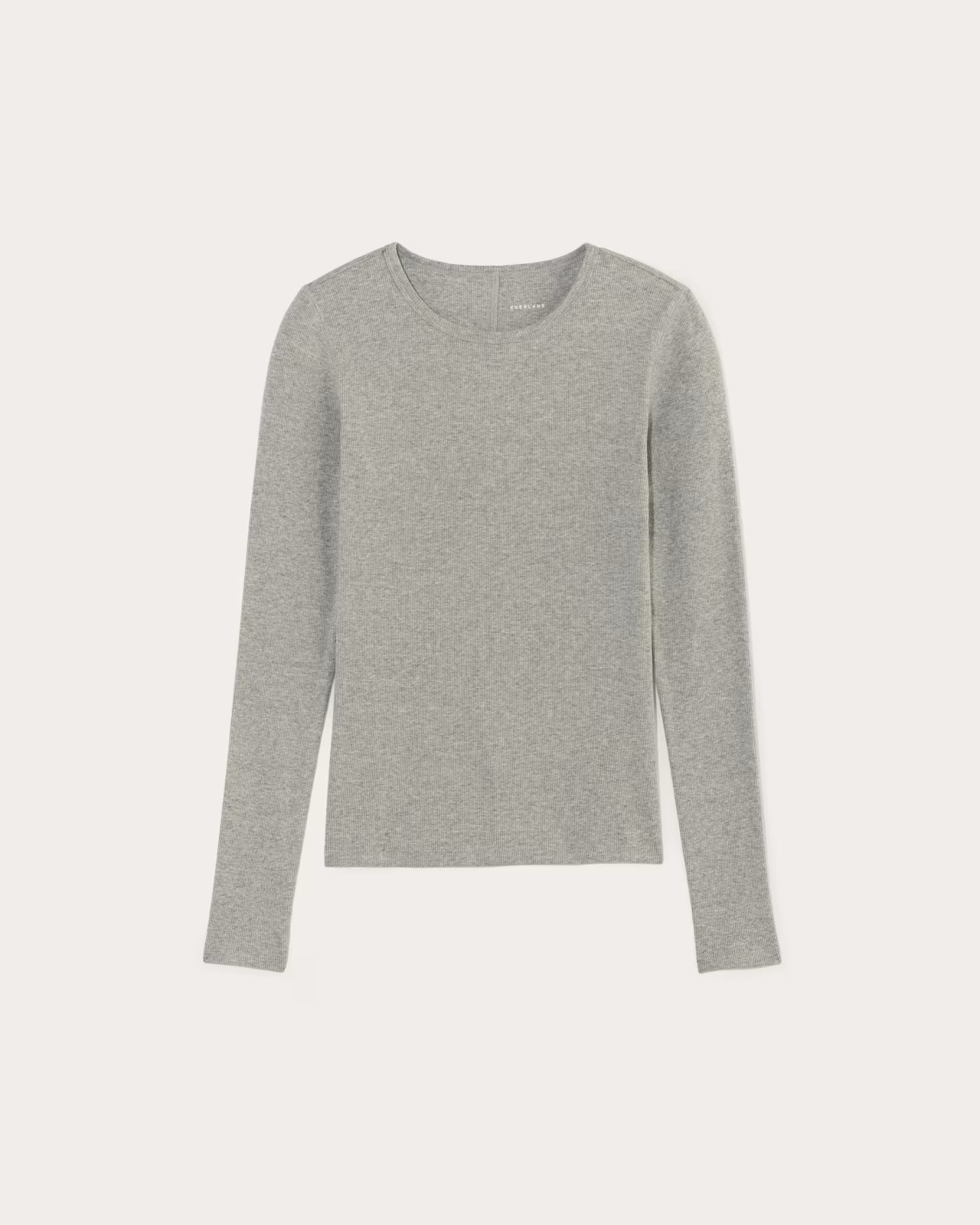 Basic gray long sleeve tee with crew neck