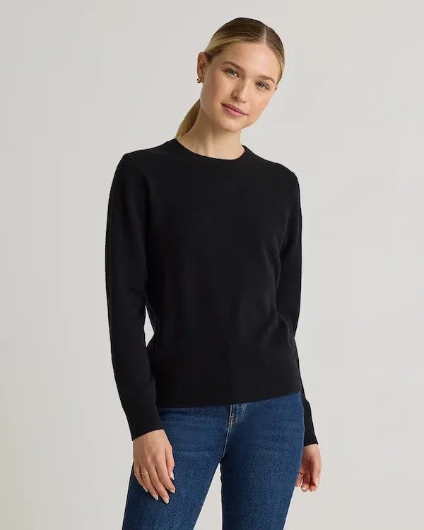 Black crewneck sweater, versatile fall staple