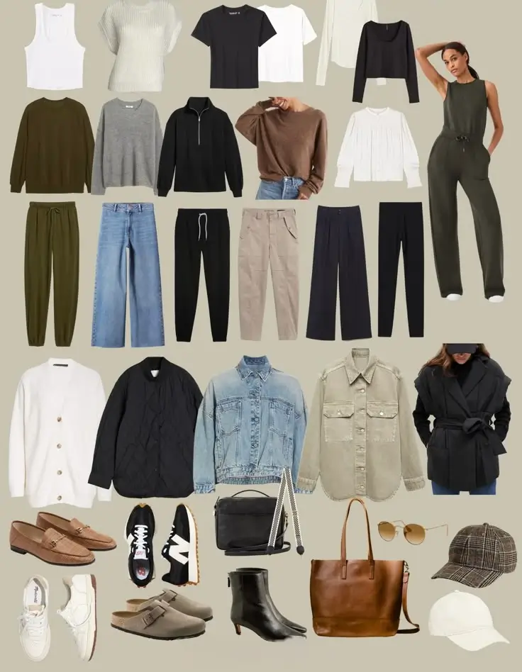 Curated fall capsule wardrobe pieces