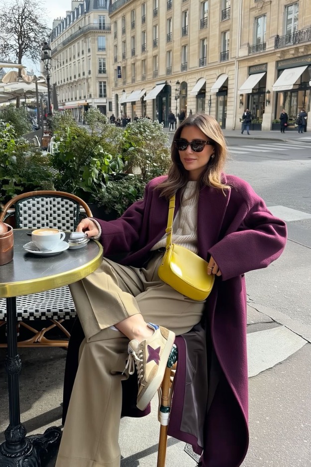 Oversized coat with neutral layers