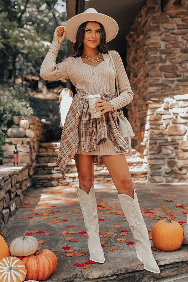 Knit dress with cowboy boots