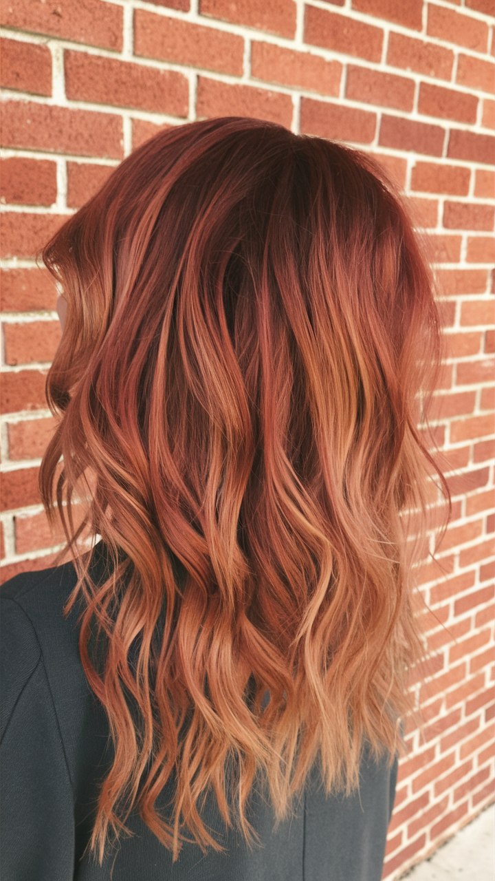 Copper ombre with wavy texture