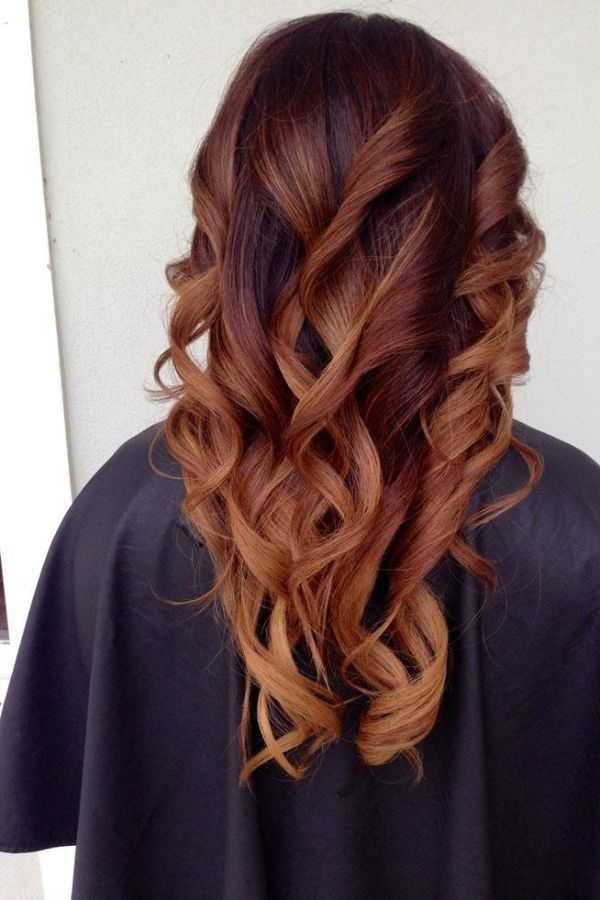 Auburn ombre with curled ends