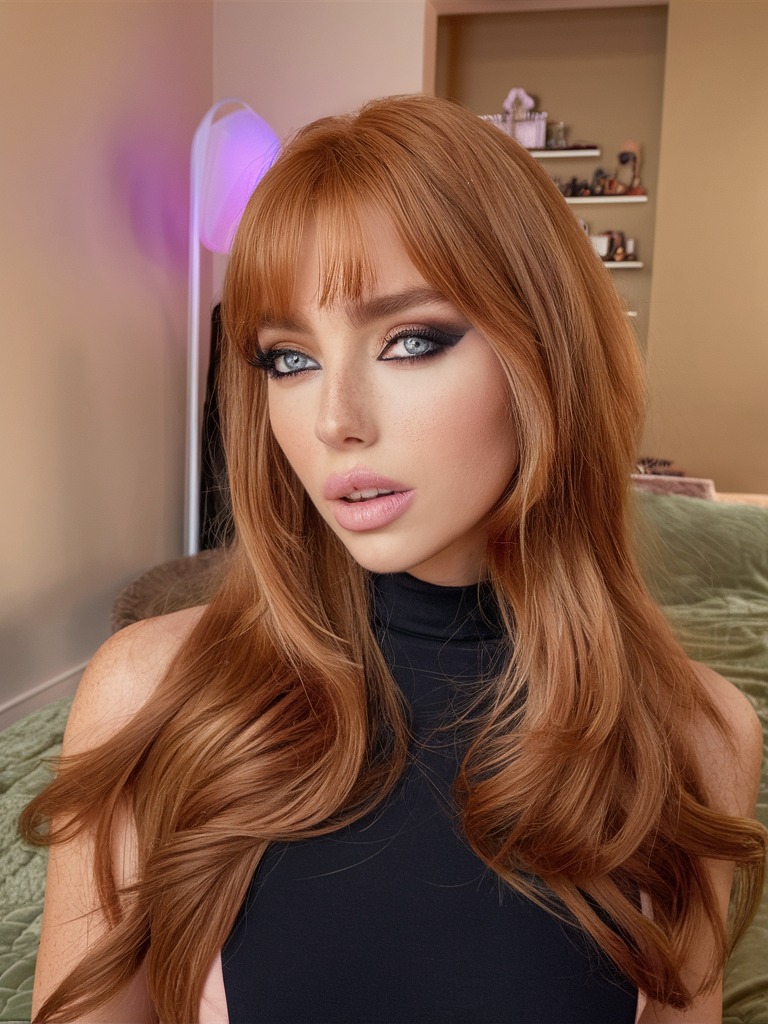 Auburn curls with glamorous style