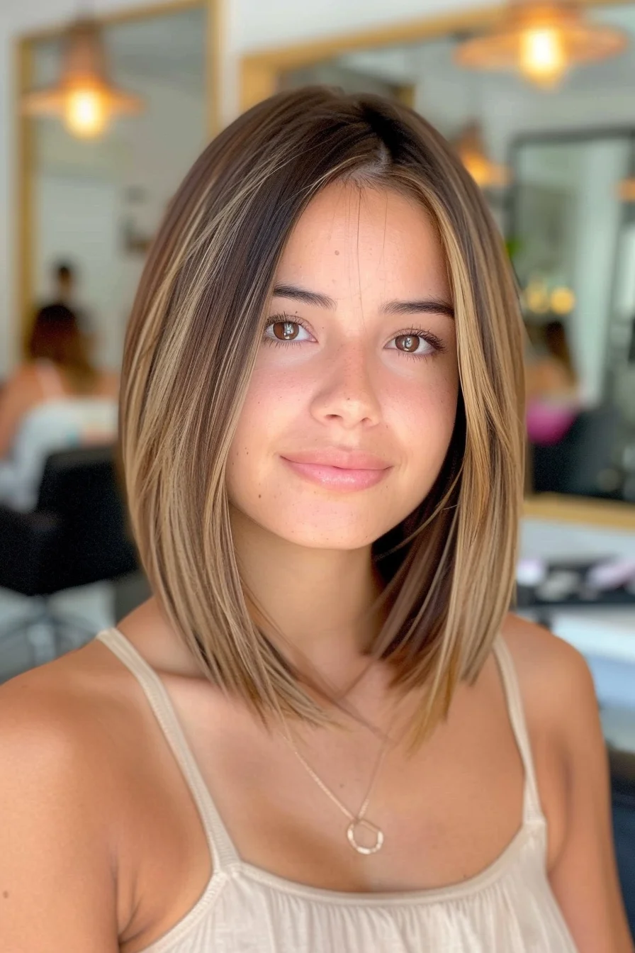 Honey blonde bob with sleek finish