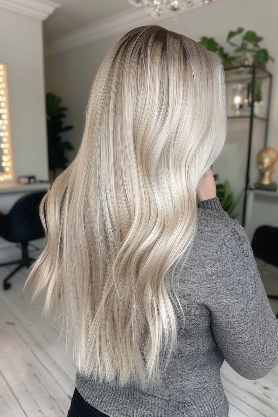 Platinum blonde with sleek finish for elegance