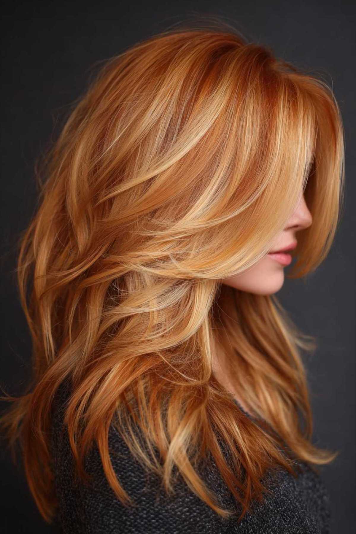 Fiery strawberry blonde layers for a bold statement