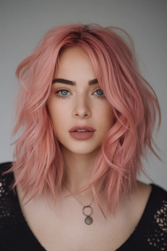 Chic pink shag with textured finish for modern flair
