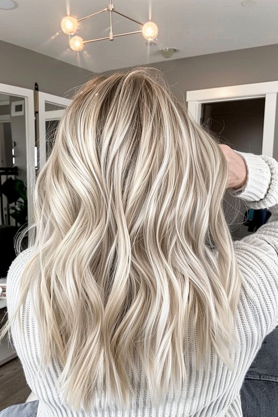 Platinum blonde with textured layers for modern elegance