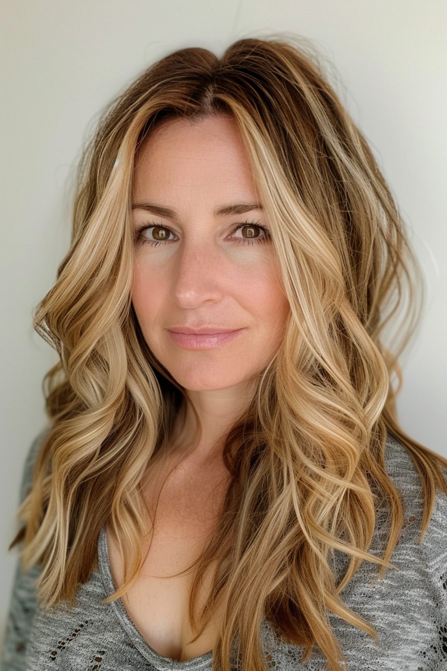 Golden blonde with face-framing highlights