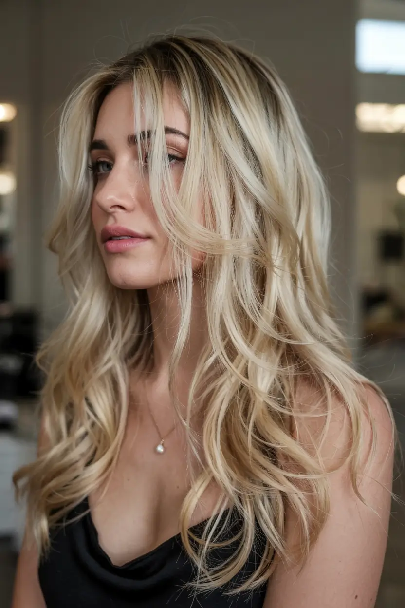 Tousled blonde with natural volume and texture