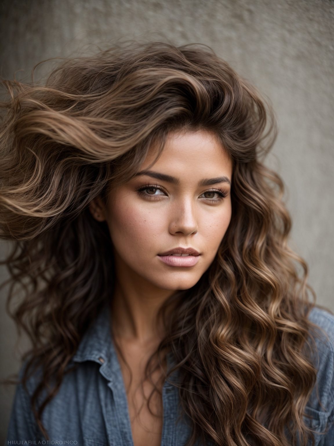 Voluminous curls, root lift, medium length
