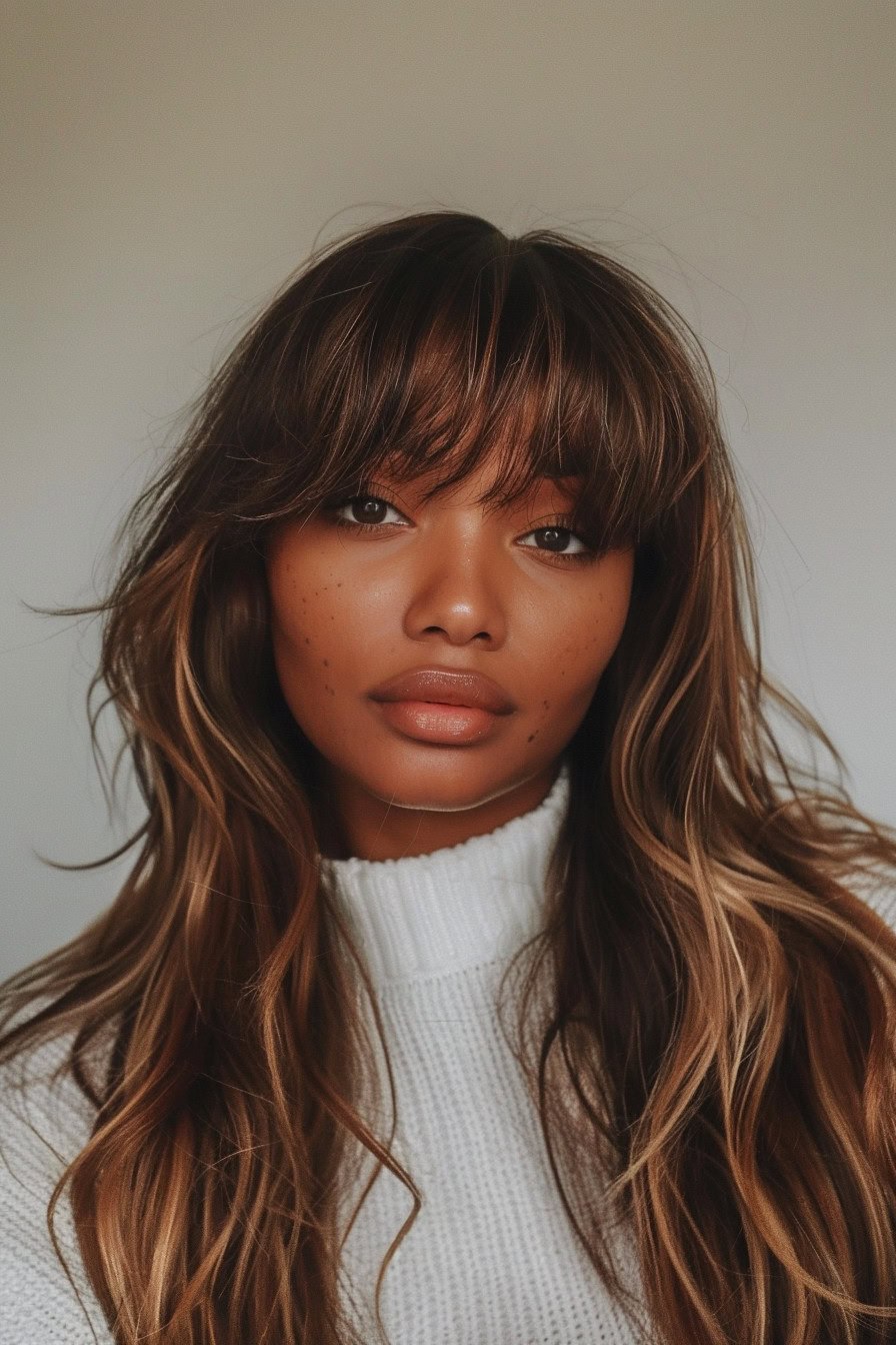 Long waves, wispy bangs, soft texture