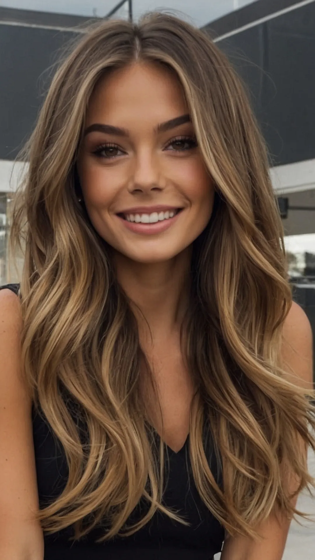 Long waves, balayage highlights, soft texture