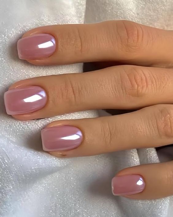 Glazed pink square nails, ideal for elegant and chic styles.