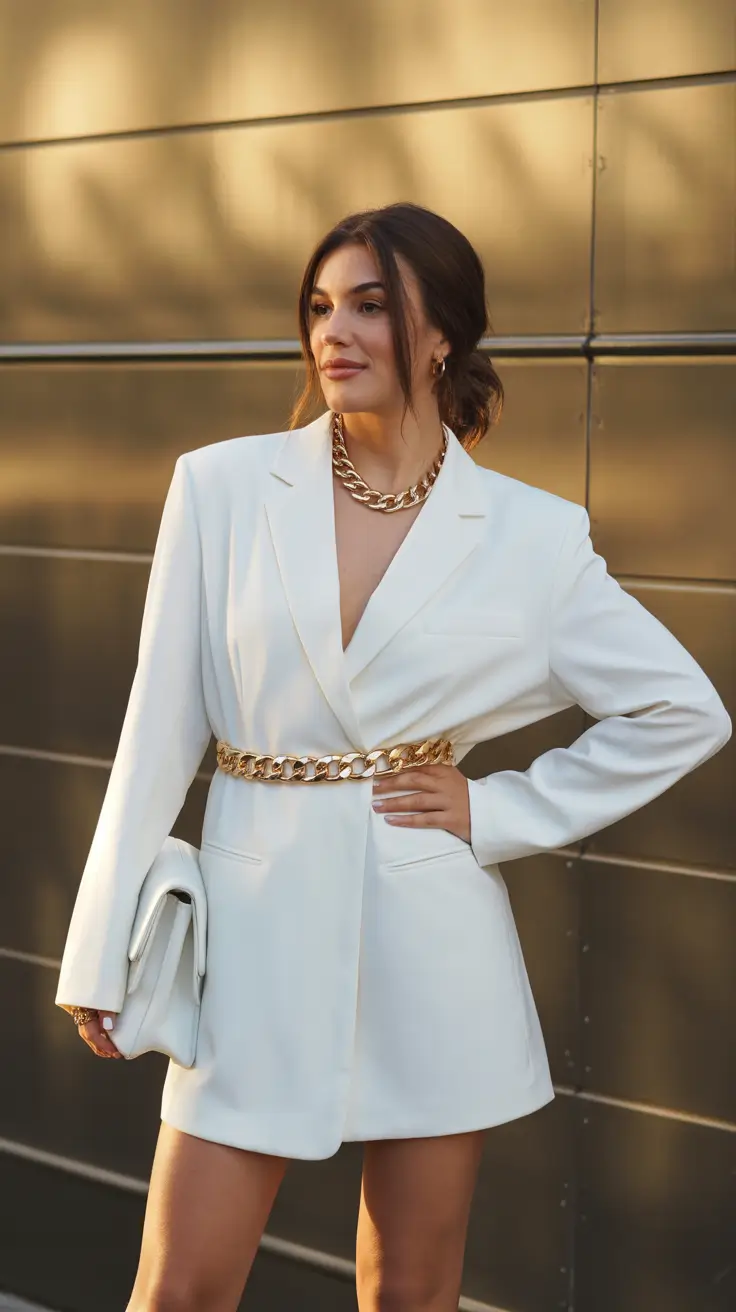 Power dressing with a white blazer dress