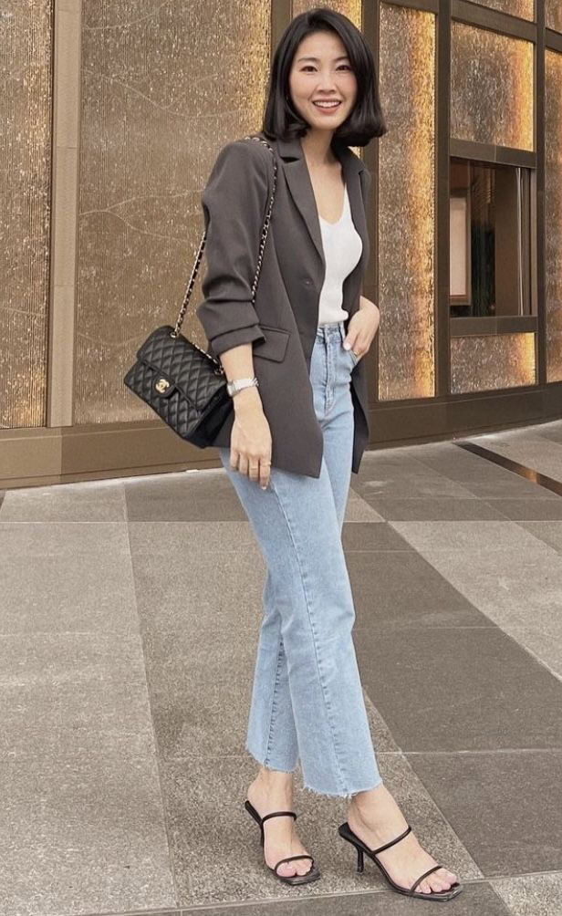 Modern professional look with blazer and jeans