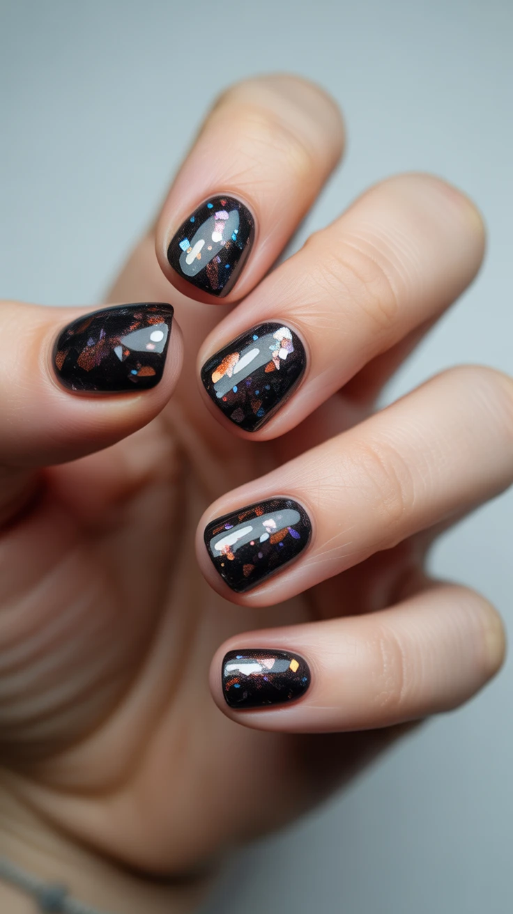 Confetti glitter short nails for festive fun