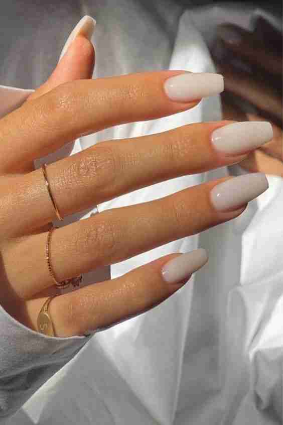 Coffin nails with soft beige finish