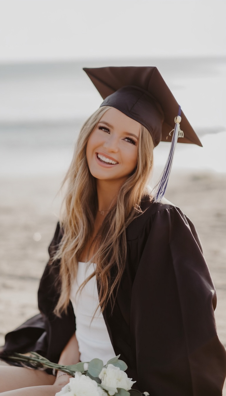 Graduation beachy waves, natural blonde highlights
