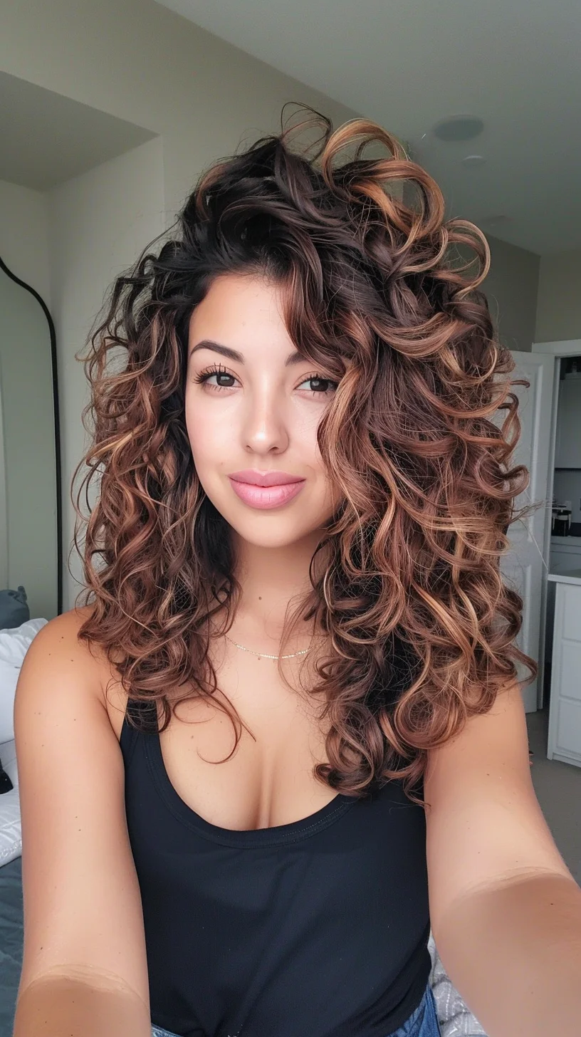 Bold curly volume, defined curls, rich color