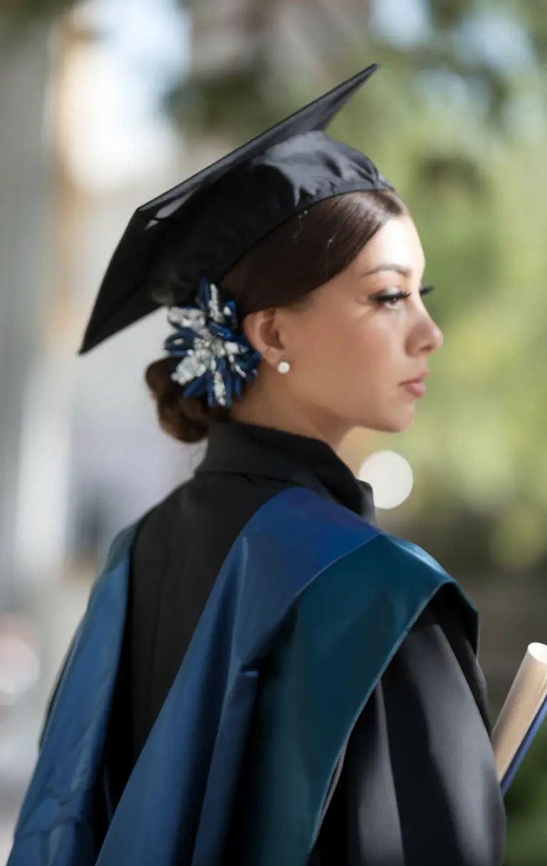 Elegant graduation updo, classic style, formal event