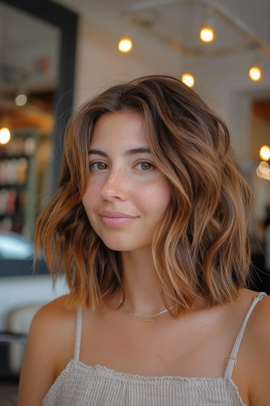 Bronde shag haircut with tousled texture
