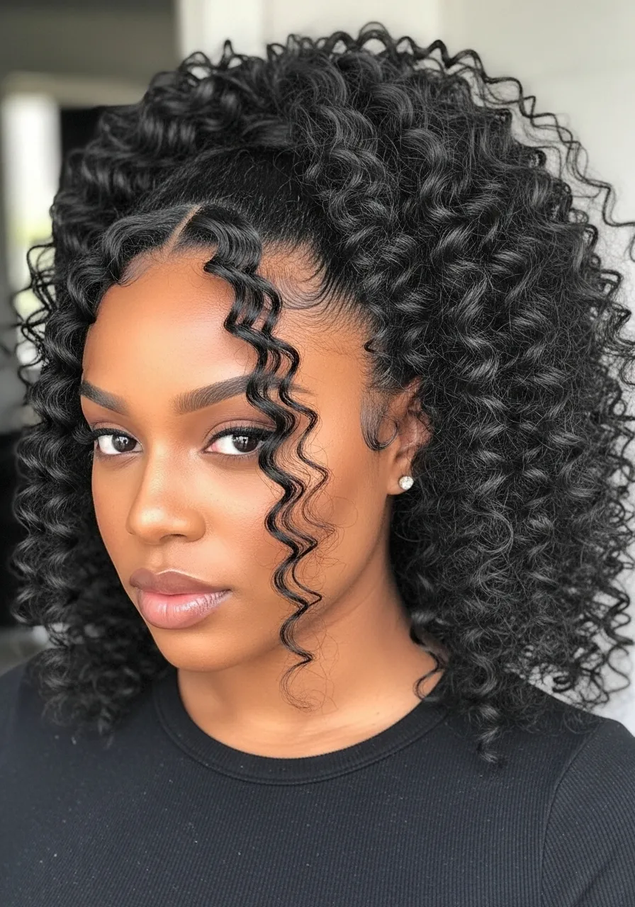 High curly ponytail with defined ringlets
